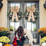 2 Pack Large Burlap Jute Hemp Rope Bows for Wreaths,Rustic Farmhouse