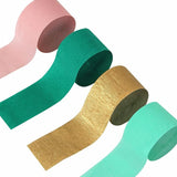 Sage-Green Pink-Gold Crepe Paper Streamers - 8 Rolls Green Party