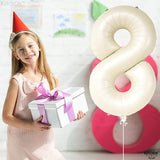 KatchOn, Giant Cream White Number 8 Balloon - 40 Inch | 8th Birthday