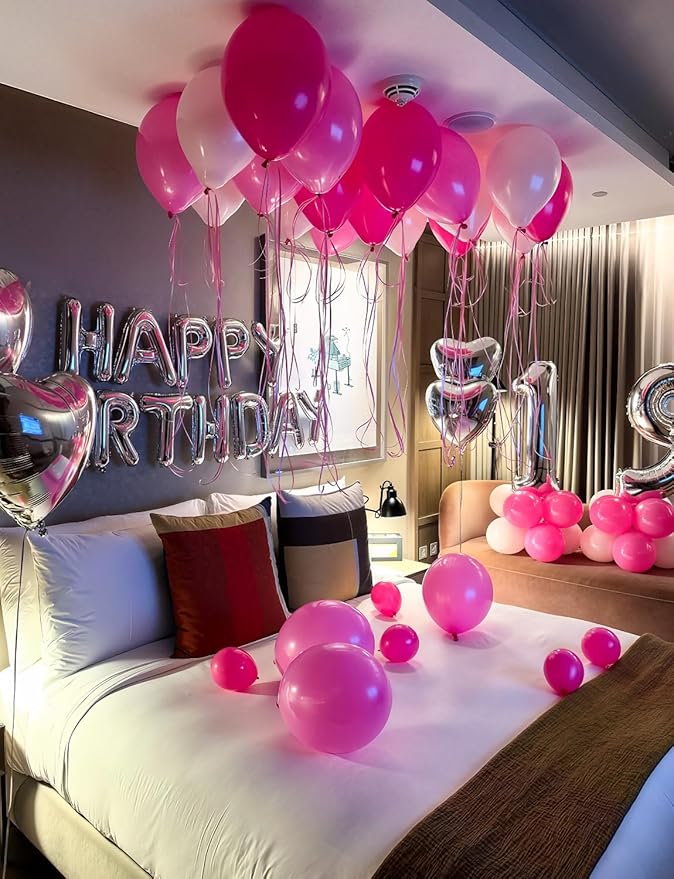Pink Balloons Set - 12Inch Metallic Chrome Pearl Macaron Light Pink