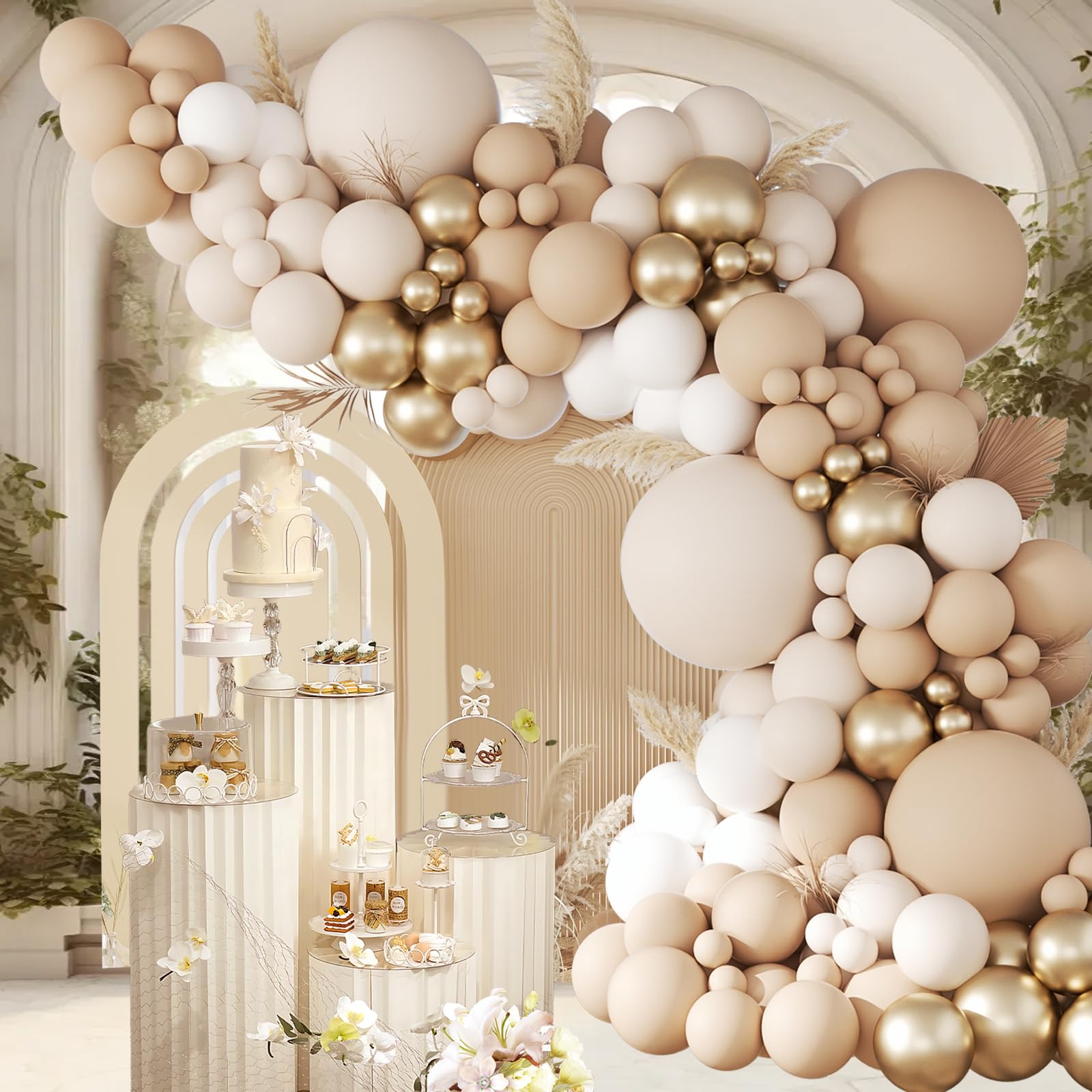 147pcs Neutral Balloon Arch Kit, Neutral Balloon Garland with Nude