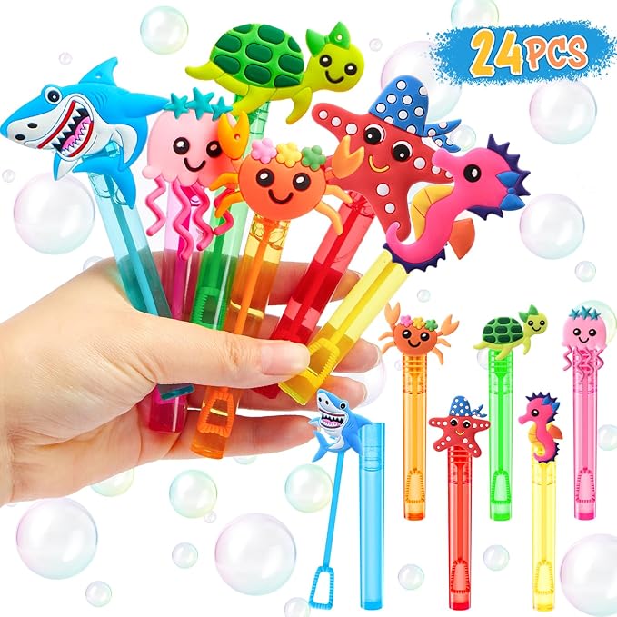 Under the Sea Party Favors 24Pcs Ocean Animal Mini Bubble Wands for