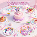 Unicorn Birthday Party Supplies Set Disposable Tableware for 24