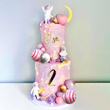 Pink Space Cake Toppers Outer Space Astronaut Rocket Stars