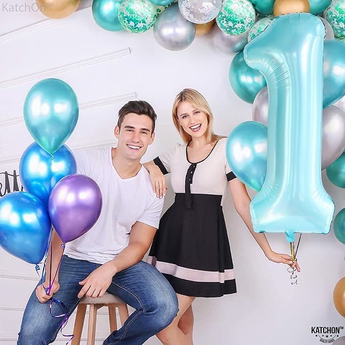 KatchOn, Light Blue 1 Balloon Number - 40 Inch | Blue One Balloon for