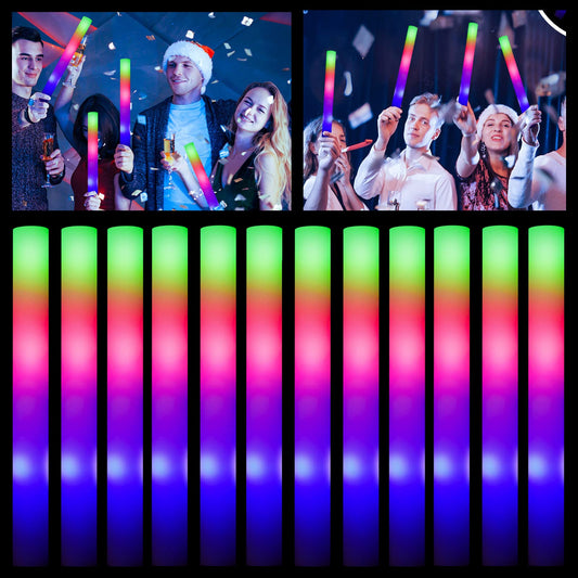 ColorHome Glow Sticks Bulk - 38 Pcs LED Foam Sticks Glow in the Dark