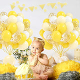60pcs Yellow and White Balloons 12inch with Pastel Yellow White Gold