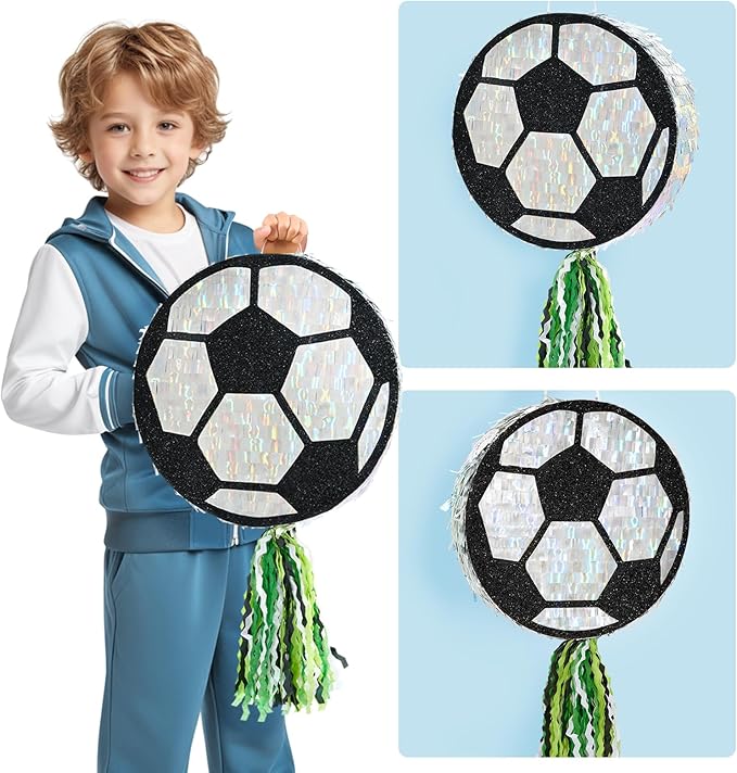 Soccer Ball Piñata Soccer Party decoration Piñata with Blindfold Bat