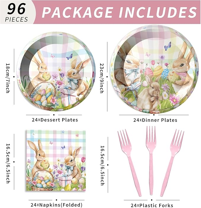 Easter Bunny Party Plates Happy Easters Rabbits Party Tableware