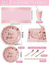 Birthday Party Tableware, 161 Pieces Pink and Rosegold Party