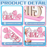 6 Pcs Burnouts or Bows Gender Reveal Party Wooden Centerpieces Table