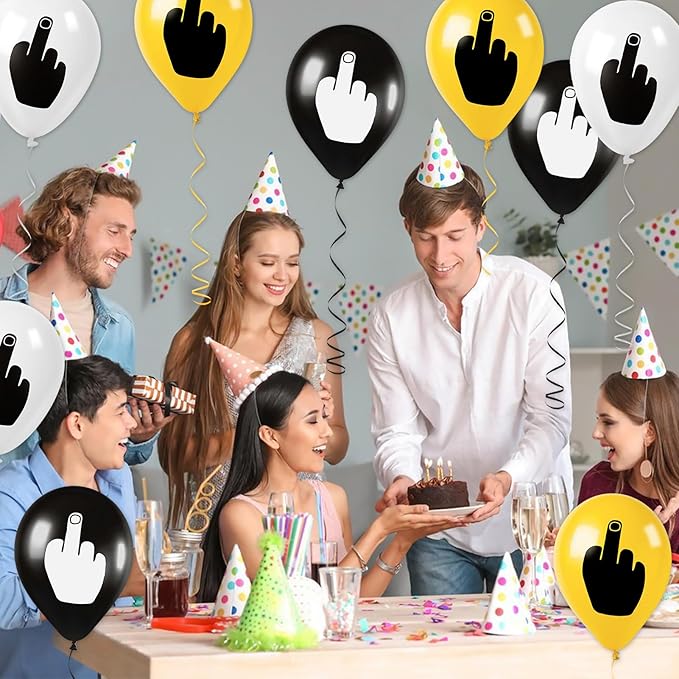 21 PCS Middle Finger Funny Balloons – Hilarious Birthday Decorations