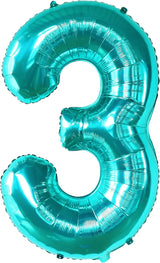 KatchOn, Teal Number 3 Balloon - Large, 40 Inch | Teal Blue 3 Balloon