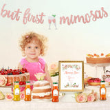 Faisichocalato Mimosa Bar Sign, But First Mimosas Banner, Boho Floral