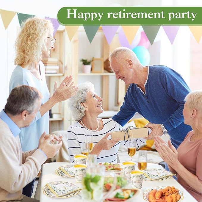 400 Pcs Happy Retirement Party Supplies Sage Green Themed Eucalyptus