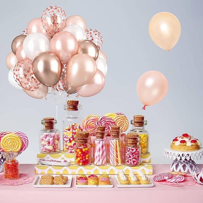 Dagelar Rose Gold Balloons Set, Pearl Champagne Gold Rose Gold and