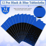 MASHAN 12Pcs Black and Blue Tablecloth Party Decorations,Plastic