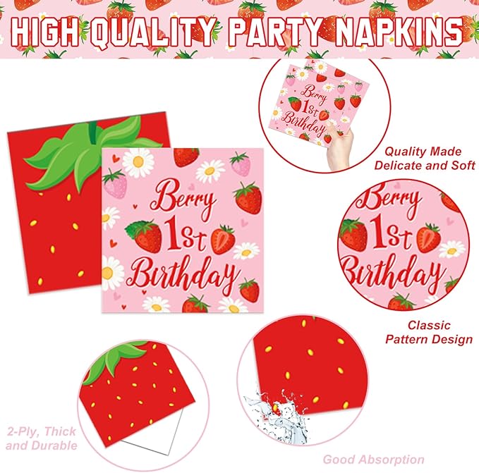 Berry First Birthday Decor Strawberry 1st