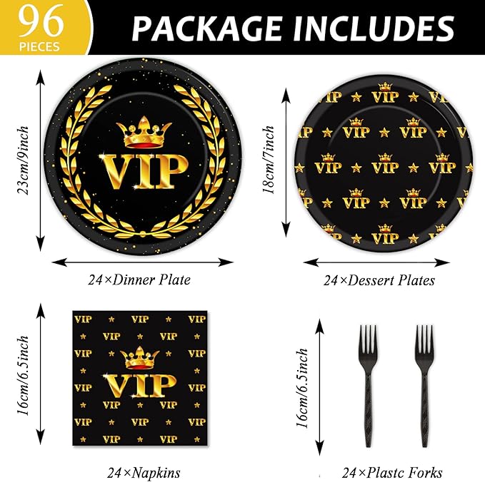 96 Pcs Vip Movie Night Party Supplies Paper Plates Napkins