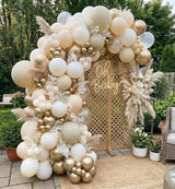 Sand White Gold Balloon Arch Kit - 165Pcs Different Size Beige Nude