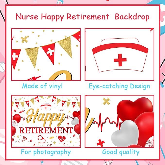 Nurse Retirement Party Decorations Nurse Happy Retirement Backdrop