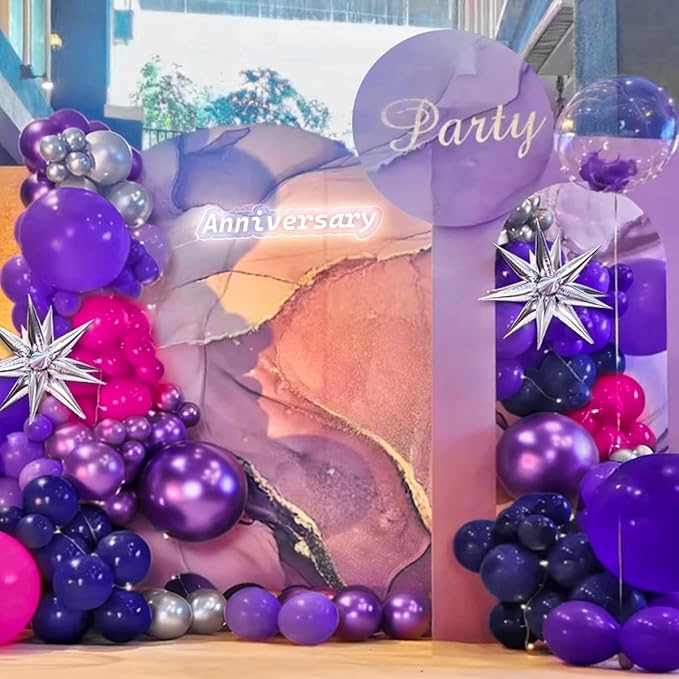 MEBAY Hot Pink Purple and Nave Blue Baloon Garland Arch Kit, 141Pcs