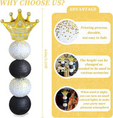 Gold and Black Balloon Column Stand Kit,Crown Balloon And Paper