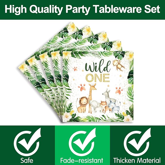 Wild One Birthday Party Supplies Tableware Set Safari Birthday