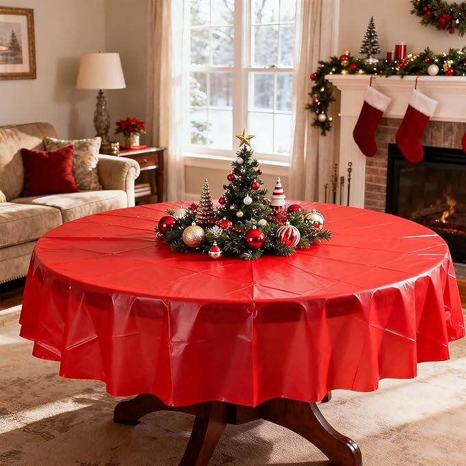 CIEOVO 12 Pcs Christmas Round Disposable Table Cover 84" Assorted