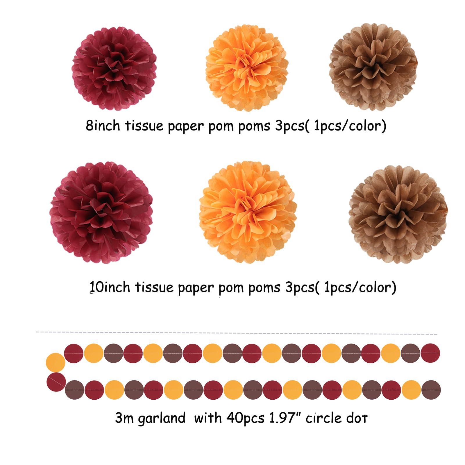 Brown Burgundy Orange Party-Decorations - 23pcs Fall Autumn