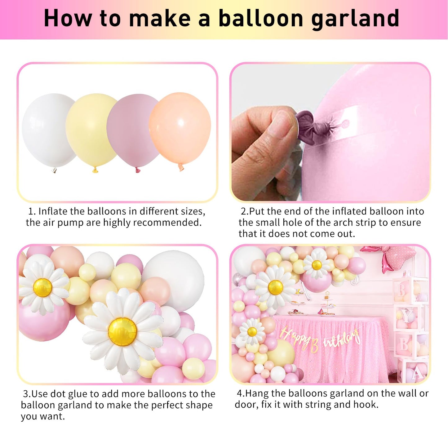 Daisy Flower Balloon Garland Arch Kit 137 pcs Groovy Flower Foil