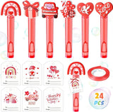 Valentines Party Favors for Kids Mini Bubble Wands Bulk with Card 24