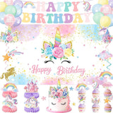 Unicorn Birthday Decorations Includes Banner Backdrop Balloons