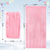 2Pack Pastel Pink Metallic Tinsel Foil Fringe Curtains, Pink