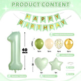 1st Birthday Decorations, 40 Inch Sage Green Number 1 Balloon, 18