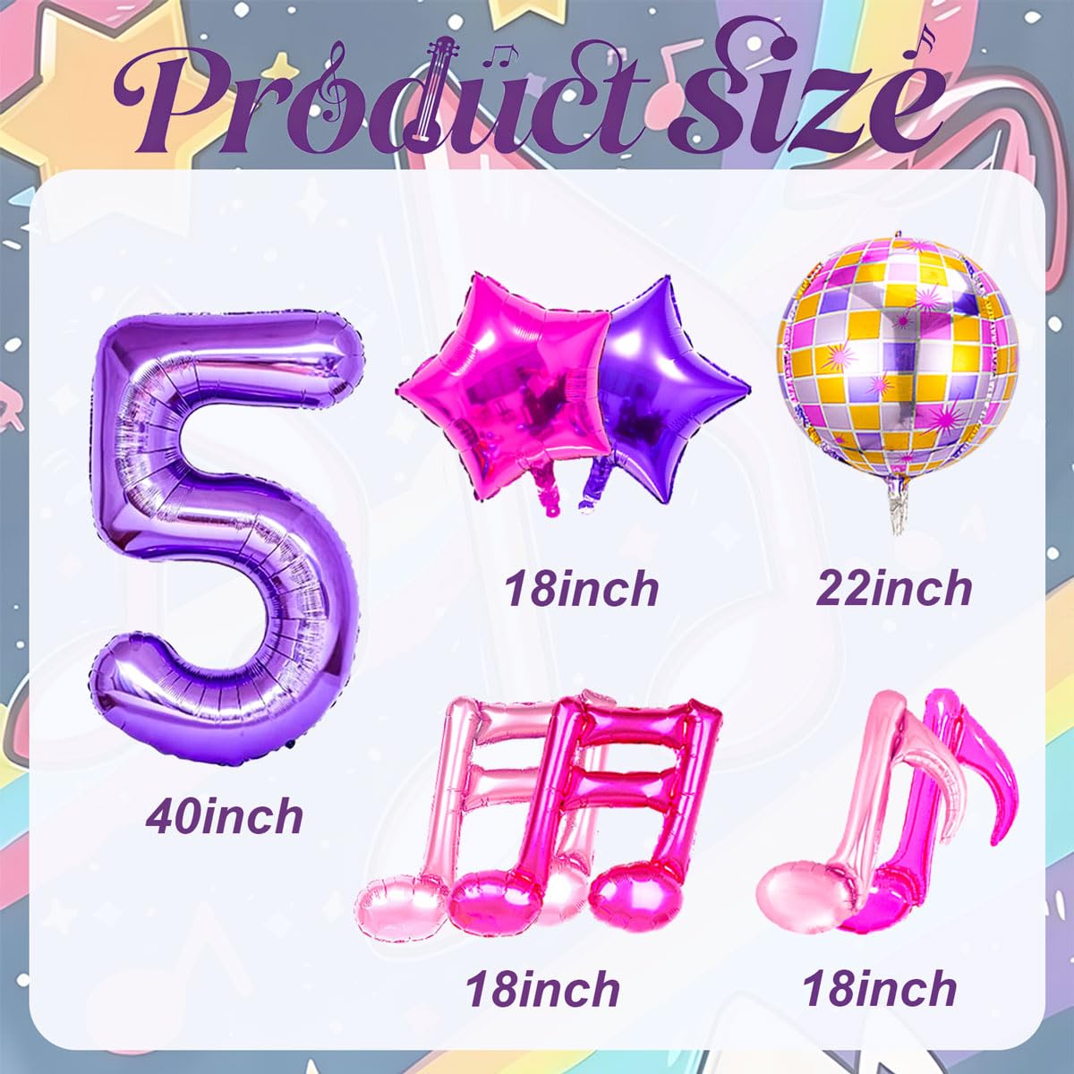9Pcs Kpop Birthday Decorations - Kpop Music Balloons Hot Pink Mus 5