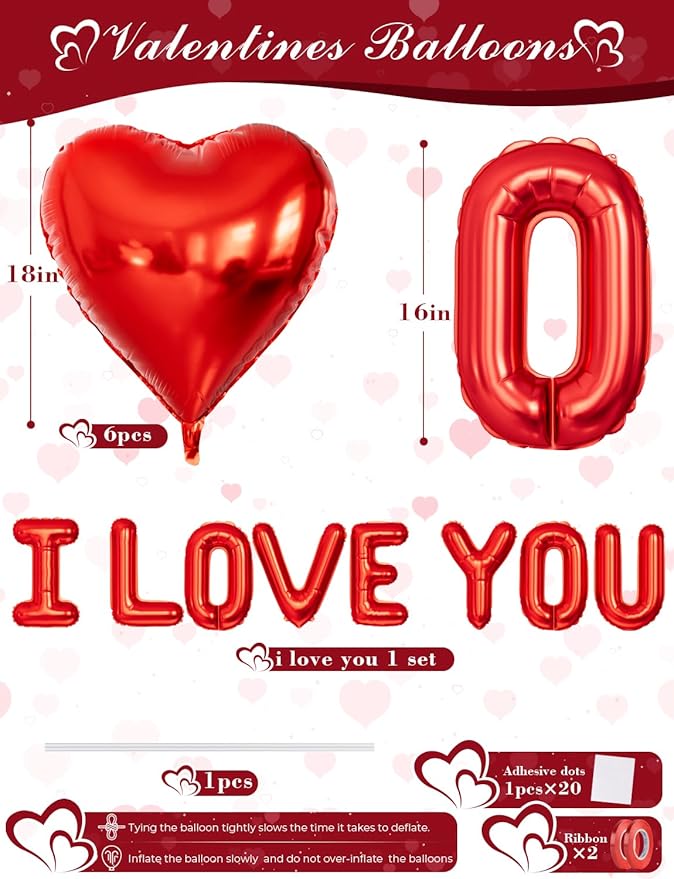 Red I Love You Balloons for Him/Her Valentines Day Balloon with Red
