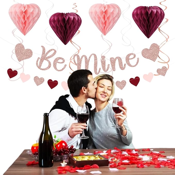 Pink Burgundy Red Valentines Day Galentines Party Decorations 22pcs