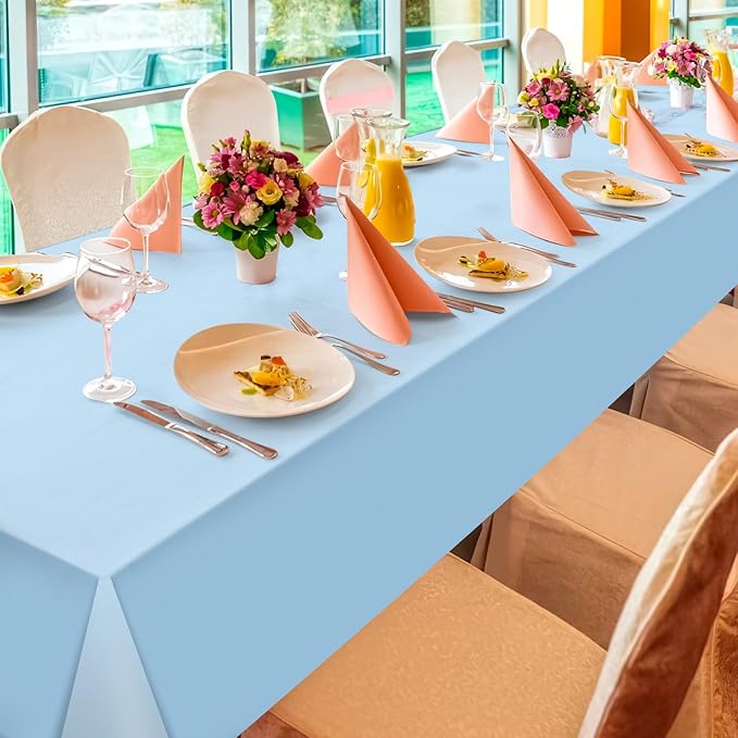 3Pcs Light Blue Tablecloths,Disposable Plastic Tablecloth,Waterproof