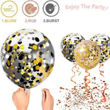 Zesliwy Black Gold Confetti Balloons 50 pack - 12 Inch Gold White and