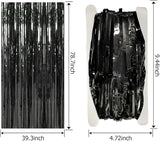 10 Pack Foil Curtain Backdrop Black Metallic Tinsel Foil Fringe