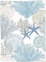 Nautical Coastal Blanket Starfish Seashell Coral Beach Themed Throw