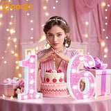 Pooqla LED Marquee Letter Lights, Light Up Pink Letters Glitter #13