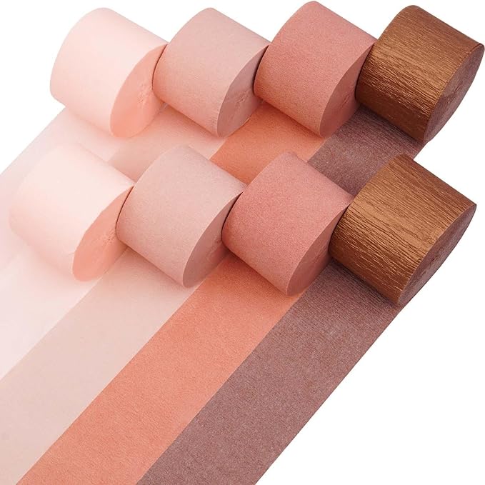 Captain Décor 8 Rose Gold Streamers, 656ft Pack of Crepe Paper for
