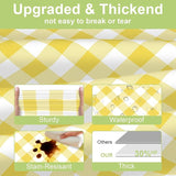 QIKSION Yellow Gingham Tablecloth Disposable 12 Pack, 54 x 108 Inch