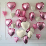 Pink White Heart Balloons, 19PCS Nude White and Pink Heart Shape