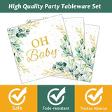 96PCS Sage Greenery Oh Baby Tableware Set Baby Shower Dinnerware