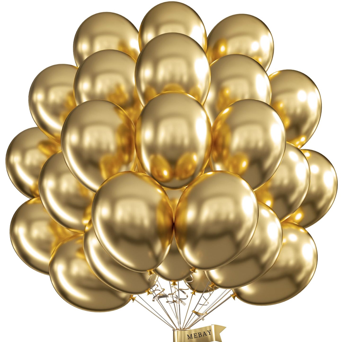 MEBAY Gold Balloons 12 inch 100 pcs Chrome Metallic Latex Birthday