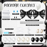 Kasyat 2 Sets Black Bow Balloon Column Stand Kit with 2 Black Bow