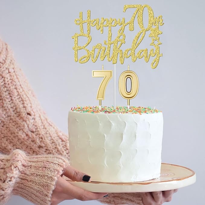 70th Birthday Decorations for Women Gold with 70th Birthday Sash and